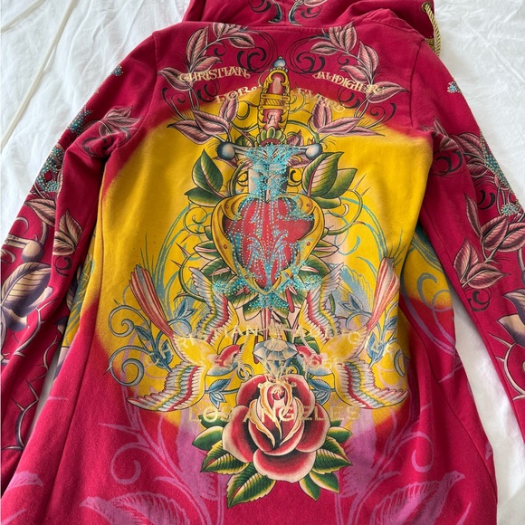 Vintage Christian Audigier Colorful Floral Hoodie. - Picture 6 of 8